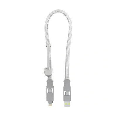 Afbeelding van Rolling Square inCharge XL 30 cm Kabel USB C, Universele Kabel, Cadeau voor Mannen, Mobiele Oplader 6 in 1, Hightech Gadget, Wit, Lightning van 100 W
