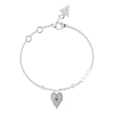 Afbeelding van GUESS Armband Love Me Tender Single Heart Bracelet Rhodium Zilverkleurig