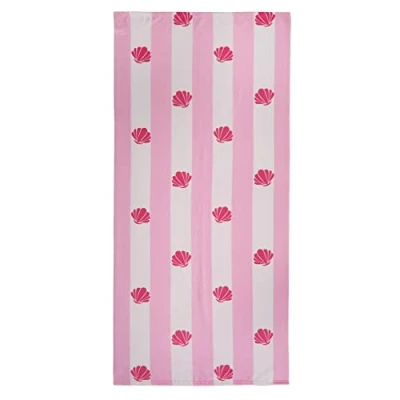 Afbeelding van Dreamscene Sneldrogende microvezel strandlaken, zwembad, reishanddoek, kinderen, volwassenen handdoek, schelpprint, 71 x 152 cm