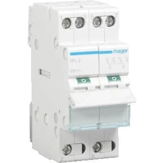 Afbeelding van Hager modulaire omschakelaar 2 polig 25 a no nc i ii common point onder sfl225