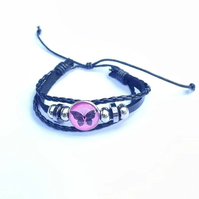 Afbeelding van GoedeDoelen.Shop Armband Vlinder van Hoop Pink Ribbon Sieraad Transformatie Polsmaat 15 22 cm Wellness House