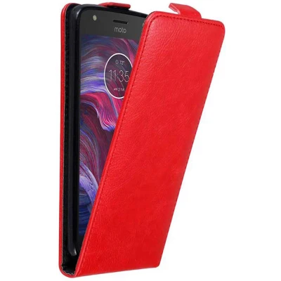 Afbeelding van Cadorabo Hoesje geschikt voor Motorola MOTO X4 in APPEL ROOD Beschermhoes Flip Case Cover magnetische sluiting