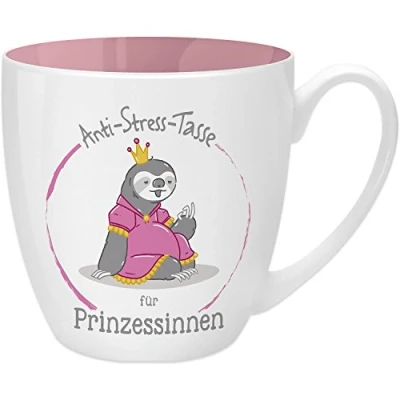 Afbeelding van Gruss &amp; Co 45519 Anti stress mok voor prinsessen, 45 cl, cadeau, New Bone China, roze, 9,5 cm