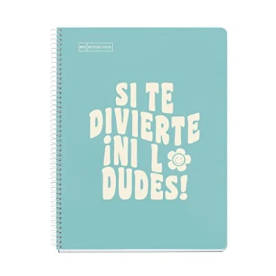Afbeelding van Miquelrius Notebook Berichten, 1 gekleurde streep, A4, 80 vellen geruit 5 mm, papier 90 g, 4 boren, hard karton, hemelsblauw