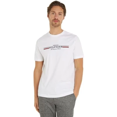Afbeelding van Tommy Hilfiger Chest Stripe TEE Tshirt print, Heren, Maat: 3XL, White