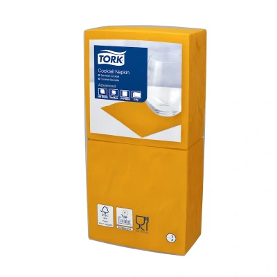 Afbeelding van Tork Cocktailservet 24x24cm 2 laags 1/4 vouw Oranje 477831