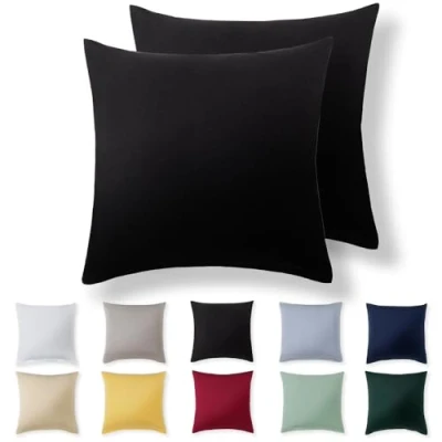Afbeelding van Alreya kussensloop 65 x cm (set van 2) zwart 100% jersey katoen voor kussen cm, hoofdkussenslopen, superzachte kussenslopen met ritssluiting
