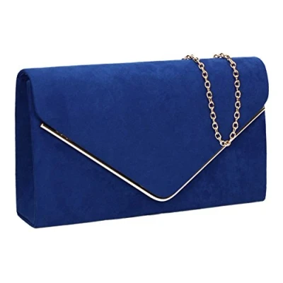 Afbeelding van SwankySwans Vrouwen Oscar Envelop Suede Velvet Party Prom Clutch Bag Clutch, Blauw (Royal Blue)