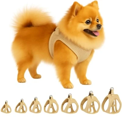 Afbeelding van Flamingo Step&amp;Go Bento Hondentuig Beige S A:30 35cm B:37 40cm x 3mm Verstelbaar met Reflecterende Strepen Ideaal voor Pinscher, Yorkshire, Vlinderhond &amp; Pekingees