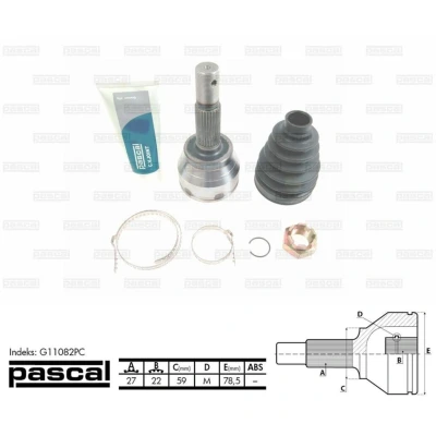 Afbeelding van Homokineet reparatie set, aandrijfas PASCAL G11082PC