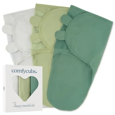 Afbeelding van Comfy Cubs Babydeken, inbakerdeken 3 6 maanden, Newborn Essentials, Baby Sleep Sack Wrap, 100% Ademend Katoen, Boy Meisje, Verstelbaar Pack (Stone, Salie, Azul, Large)
