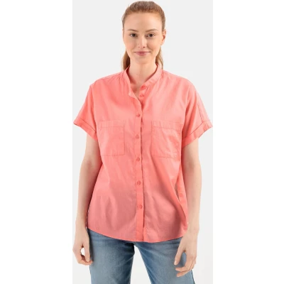 Afbeelding van camel active MIT Stehkragen Overhemdblouse, Dames, Maat: Large, Coral