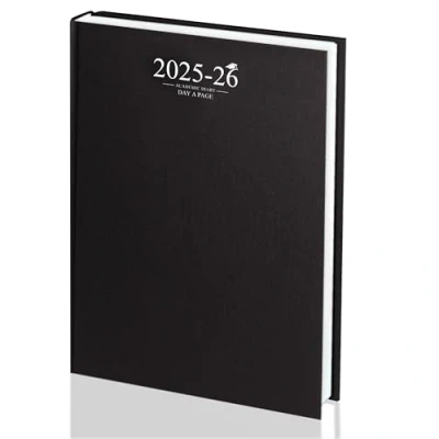 Afbeelding van Academisch dagboek 2023 2024 A4 dag A pagina studentendagboek met etui bindend zwart