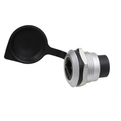 Afbeelding van HangTon RJ45 Koppeling Cat6 Cat5e Ethernet Netwerk Waterdichte Circulaire Connector, Inline Kabel Chassis Panel Socket Vrouwelijk naar Extension, IP65 Schot Pass Through