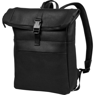 Afbeelding van Bloomsbury Leren Rolltop 14 inch Laptop Rugtas Unisex Rugzak Dames en Heren Echt Leer Zwart