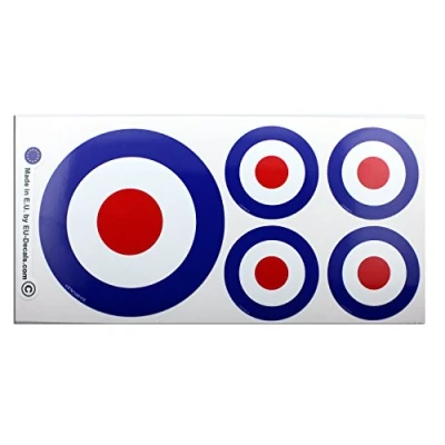 Afbeelding van 1X 100mm 4* &amp; 4X 50mm 2&quot; Target Mod Blauw Gelamineerd Decal Sticker klassieke retro voor helm auto fiets scooter MioVespa collectie