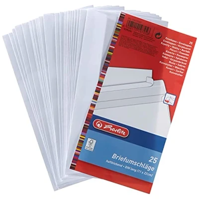 Afbeelding van Herlitz envelop DIN lang zonder venster wit 25st