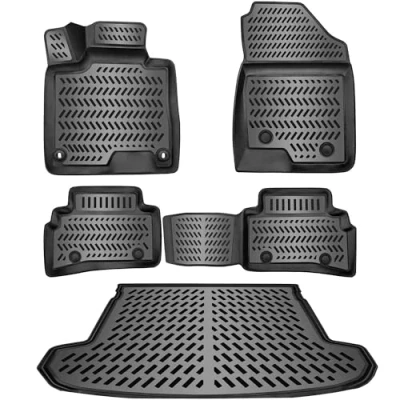 Afbeelding van ELMASLINE 3D rubberen matten + kofferbakmatset voor Hyundai Tucson 2021 2024, hoge rand, past niet in plug hybride, modellen zonder subwoofer