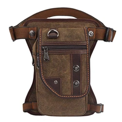 Afbeelding van Canvas Been Zak wandelen heuptas drop bag voor mannen dames motorfiets fietsen multifunctioneel tactisch dij heuptasje reizen vissen buiten zwart