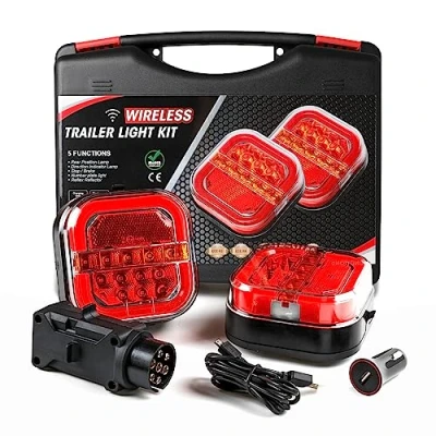 Afbeelding van AOHEWEI draadloze verlichting LED set magnetische aanhangerachterlichten kabelvrij 12V/24V vrachtwagen achter ECE EMC goedgekeurd voor aanhangwagen, vrachtwagen, caravan of