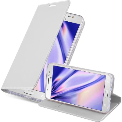 Afbeelding van Cadorabo Hoesje geschikt voor Samsung Galaxy J5 2016 in CLASSY ZILVER Beschermhoes met magnetische sluiting, standfunctie en kaartvakje Book Case Cover Etui