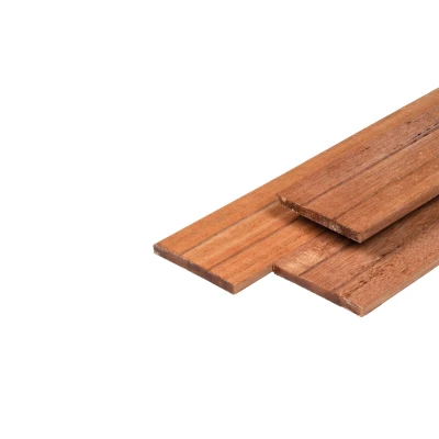 Afbeelding van Schuttingplank Hardhout Glad Geschaafd Voorzijde 2x V groef 1,5x14x275 cm