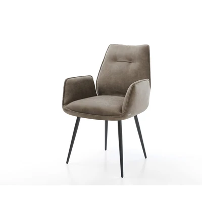 Afbeelding van Armleunstoel Zoa Flex 4 poot conisch zwart taupe vintage