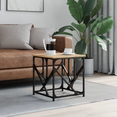 Afbeelding van Salontafel 45x45x47,5 cm bewerkt hout sonoma eikenkleurig