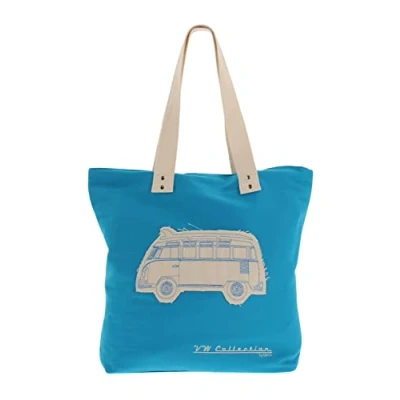 Afbeelding van BRISA VW Collection Volkswagen T1 Bus Transporter Canvas Shopper Zak Turquoise