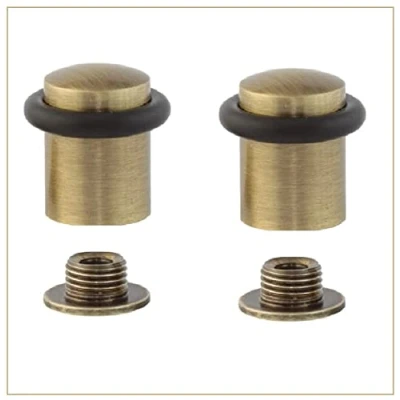 Afbeelding van EVI Herrajes Deurstopper 27 x 29 mm schroefvoet zwart rubber van natuurlijke siliconen messing oppervlak leer antiek incl. gereedschap model 040138CBCU