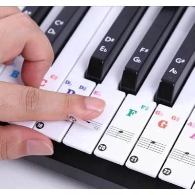 Afbeelding van Piano Stickers Keyboard Eenvoudig Muzieknoten Leren 49/54/61/88 Toetsen Kleur