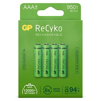 Afbeelding van GP ReCyKo AAA 950 mAh 1,2V NIMH Batterij Oplaadbaar 4 Stuks