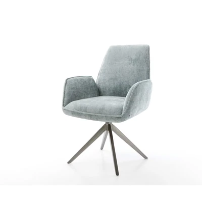 Afbeelding van DELIFE Draaistoel Zoa Flex chenille pastelblauw kruisframe breed grafiet 360 draaibaar rocker functie pocketveer kern