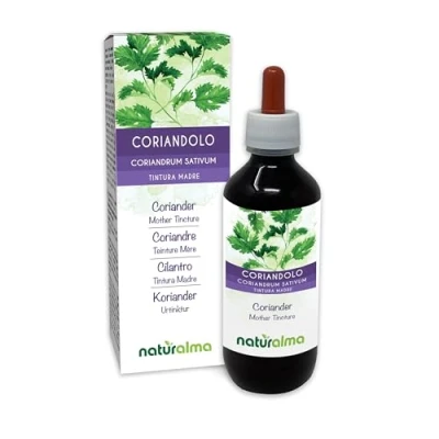 Afbeelding van Koriander (Coriandrum sativum) vruchten Alcoholvrije moedertinctuur Naturalma Vloeibaar extract druppels 200 ml Voedingssupplement Veganistisch