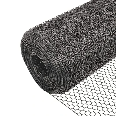 Afbeelding van VOUNOT Gaashek zeshoekig gevlochten kippengaas, maaswijdte 13 mm, hoogte 100 cm, lengte 25 m, PVC gecoat grijs