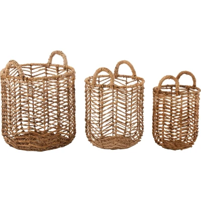 Afbeelding van J Line set van 3 Manden Bananen houtjute naturel