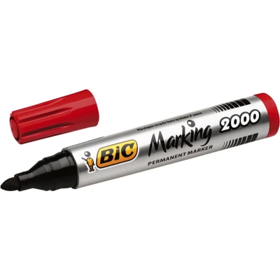 Afbeelding van 12x Bic permanent marker 2000 2300 rood, schrijfbreedte 1,7 mm, ronde