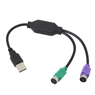 Afbeelding van GELRHONR PS/2 naar USB kabel, toetsenbord adapter, muis en toetsenbordverlengkabel zwart