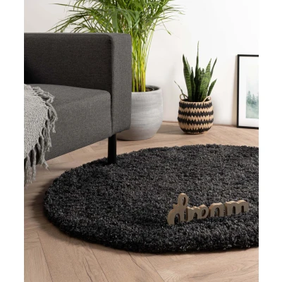 Afbeelding van Rond Hoogpolig Vloerkleed Cozy Shaggy Antraciet 120 Cm