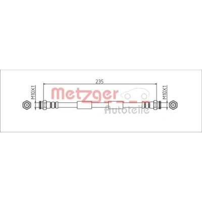 Afbeelding van METZGER 4111806 Remslang Achteras links, rechts, Binnen 235mm FIAT: 500L (351, 352) 1.3 D Multijet, 0.9 Natural Power, 1.4 LPG
