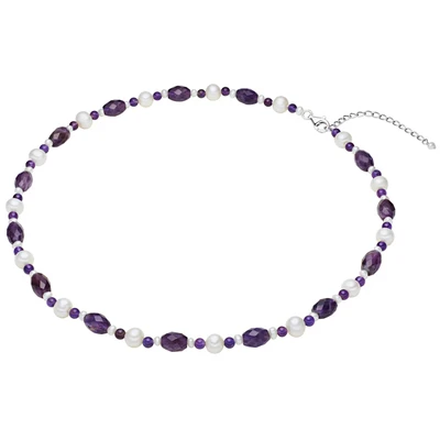 Afbeelding van Valero Pearls Parel ketting Gekweekte zoetwaterparels Amethist in Wit