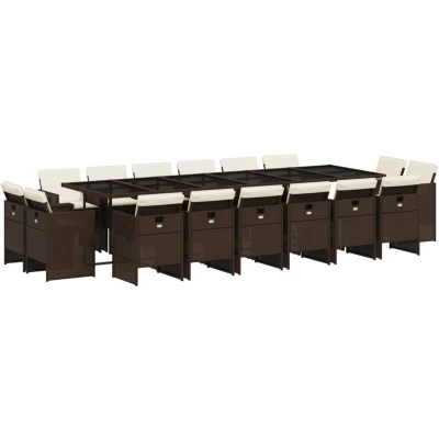 Afbeelding van vidaXL 17 delige Tuinset met kussens poly rattan bruin
