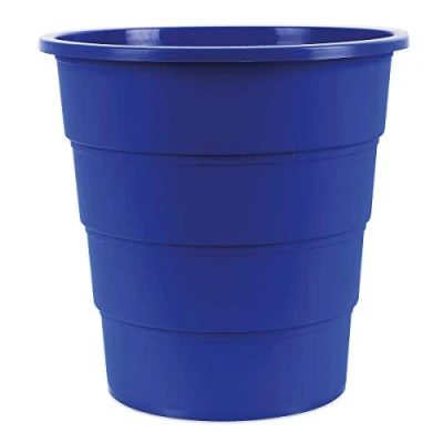 Afbeelding van Office Products Model 19054621 01 prullenbak 16 liter kunststof design afvalbak rond voor kantoor keuken; 1 stuk blauw elegant en praktisch stabiel Afmetingen: 30,8 x 31