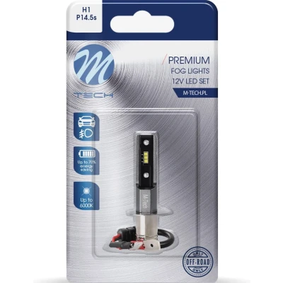 Afbeelding van M Tech LED H1 12V 6W Premium 6x diode Wit Enkel Alleen geschikt voor mistlampen