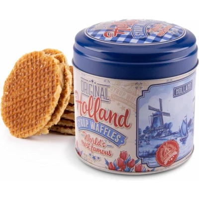 Afbeelding van Matix Blik met stroopwafels Holland Delftsblauw en rood