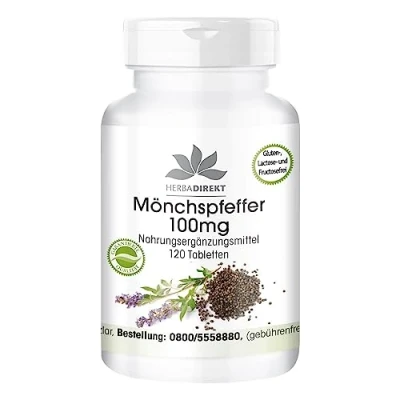 Afbeelding van monnikspeper met Zink 120 tabletten voor 60 dagen, extract zinkcitraat, veganistisch HERBADIREKT by Warnke Vitalstoffe Duitse apothekerskwalitei