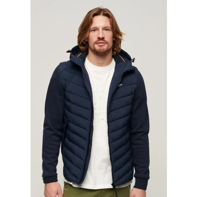 Afbeelding van Superdry Mannen Gewatteerde Hybride Storm jas met Capuchon Blauw Grootte: S