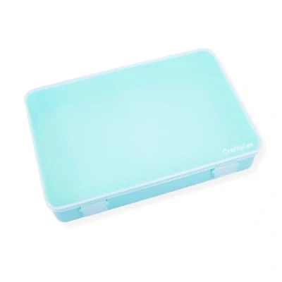 Afbeelding van Craftelier Opbergdoos voor scrapbooking en knutselmaterialen met transparant deksel, stapelbaar dezelfde dozen, afmetingen 26,5 cm x 17,8 4,2 cm, turquoise
