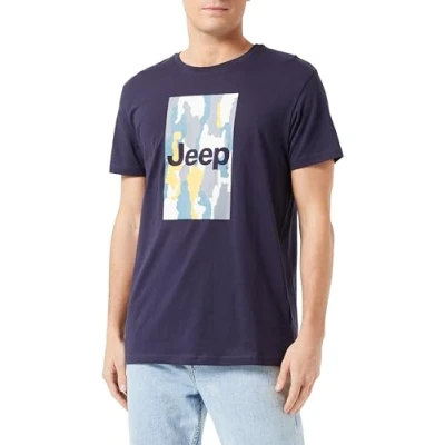 Afbeelding van JEEP O102905 A928 J Heren T shirt met Grote Print schors Camouflage J23W Night Blue XXL, Nacht Blauw, XXL