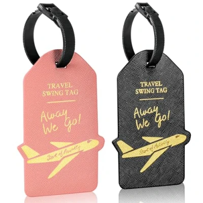 Afbeelding van Alyvisun 2 Stuks Bagagelabels voor Koffers, PU Bagage Etiketten Kofferlabels, Travel Tags Kofferaanhanger Bagagelabel Reisbagage, Koffers Tassen